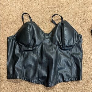 Black Leather Women's Top